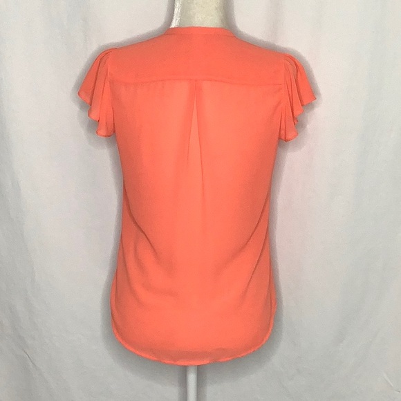 H&M Orange Button Down Blouse With Pintuck Detail Size 6 - Picture 2 of 16